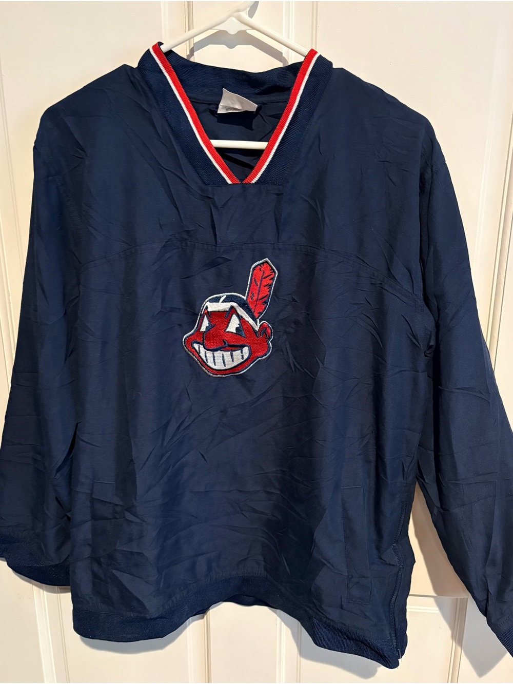 Vintage Cleveland Indians MLB Pullover Windbreaker Jacket Size 16/18 XL